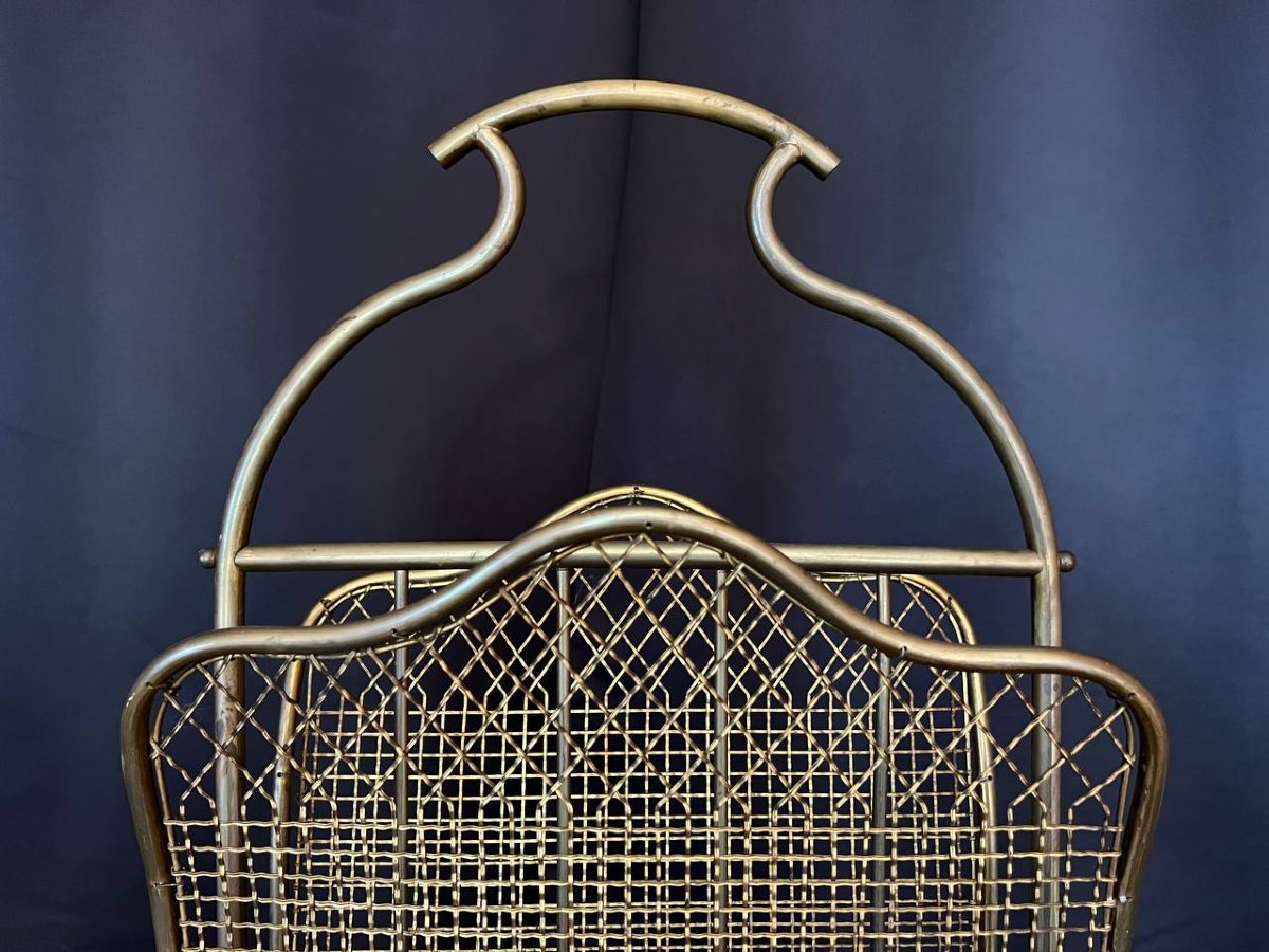 Brass Magazine Rack, In The Style Of Maison Jansen-photo-7