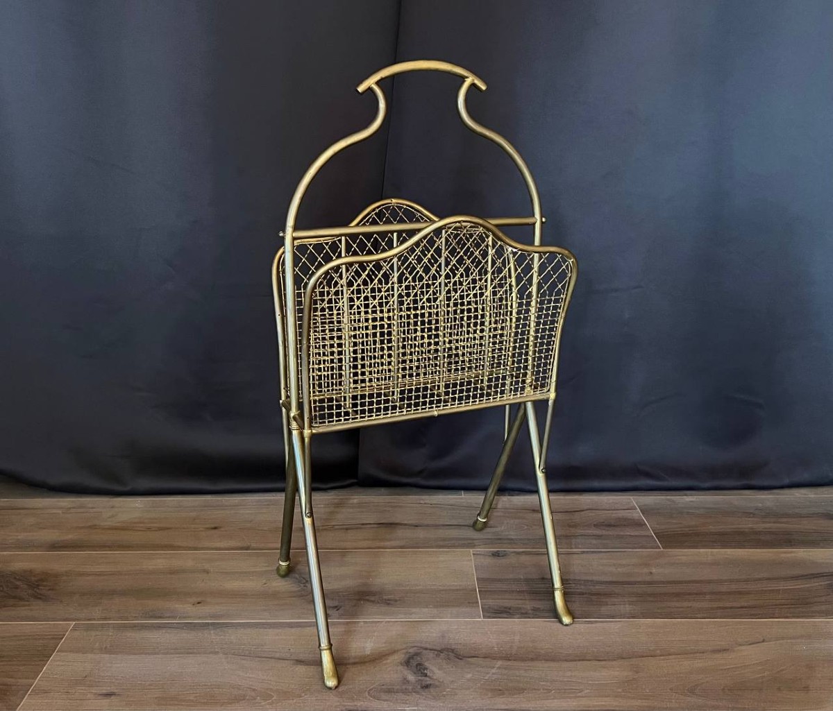 Brass Magazine Rack, In The Style Of Maison Jansen