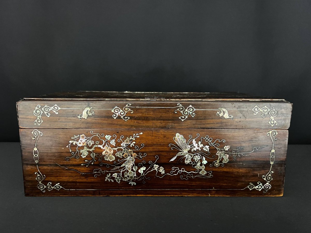 Large Wooden Box Inlaid With Mother-of-pearl, Indochina (china – Vietnam), Late 19th – Early 20th Century-photo-3