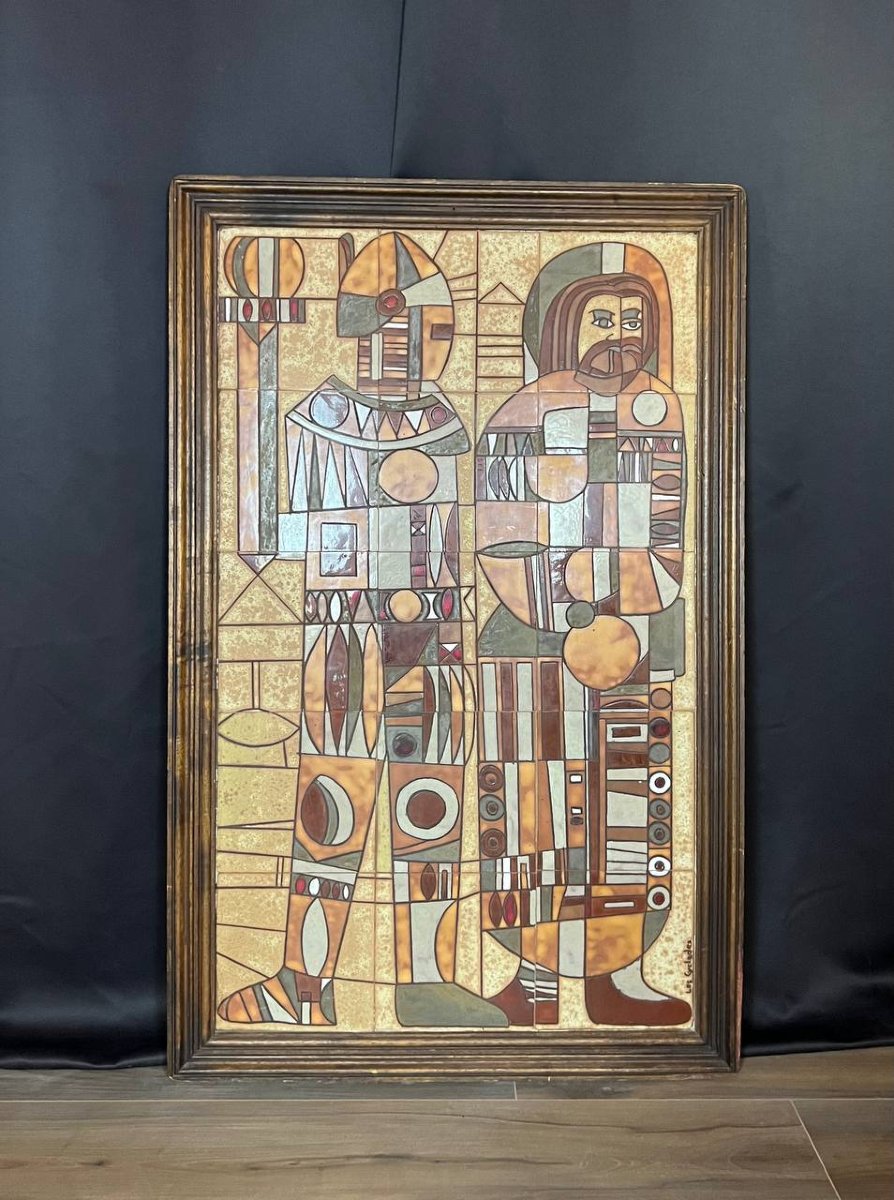 Large Wall Panel In Glazed Ceramic Tiles By Roland Zobel For “les Cyclades”-photo-2