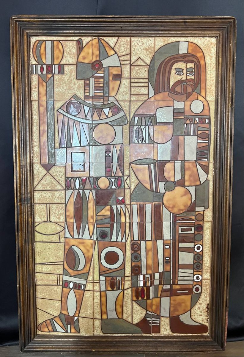 Large Wall Panel In Glazed Ceramic Tiles By Roland Zobel For “les Cyclades”-photo-4