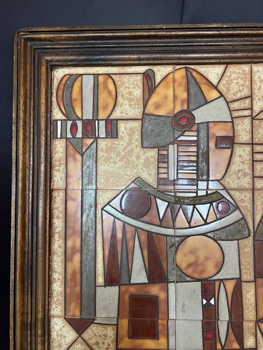 Large Wall Panel In Glazed Ceramic Tiles By Roland Zobel For “les Cyclades”-photo-2