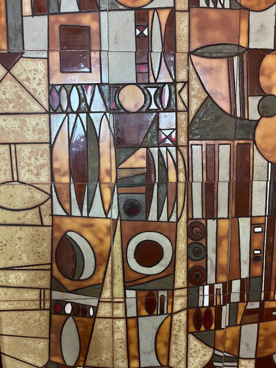 Large Wall Panel In Glazed Ceramic Tiles By Roland Zobel For “les Cyclades”-photo-5