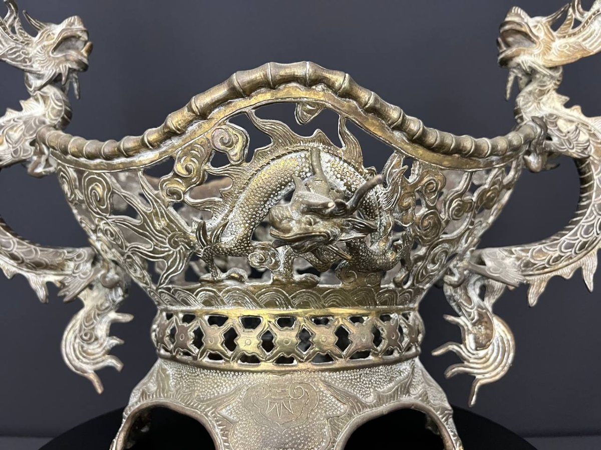 Coupe ajourée en bronze, Indochine, fin XIXe – début XXe siècle-photo-3