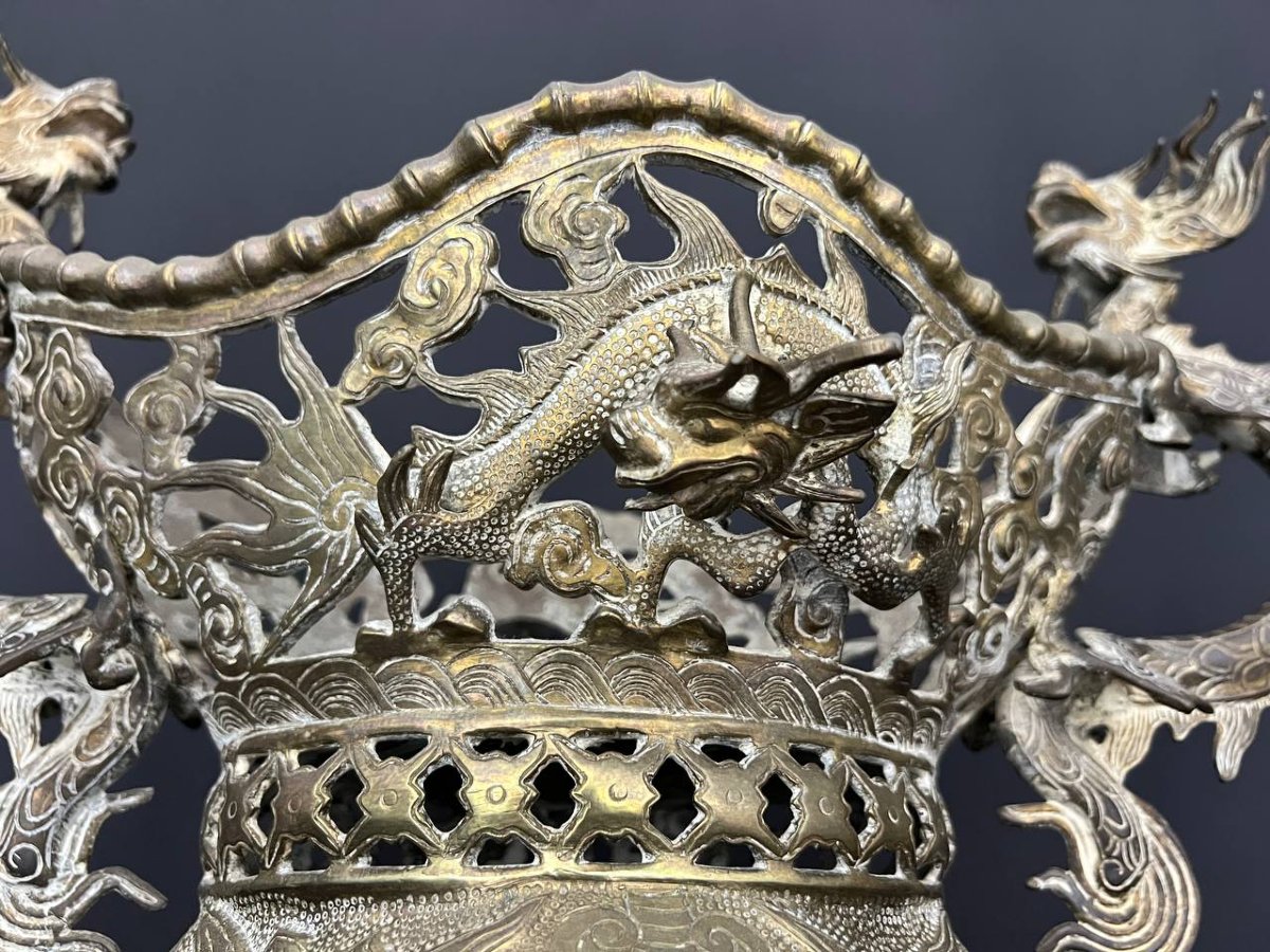 Coupe ajourée en bronze, Indochine, fin XIXe – début XXe siècle-photo-7