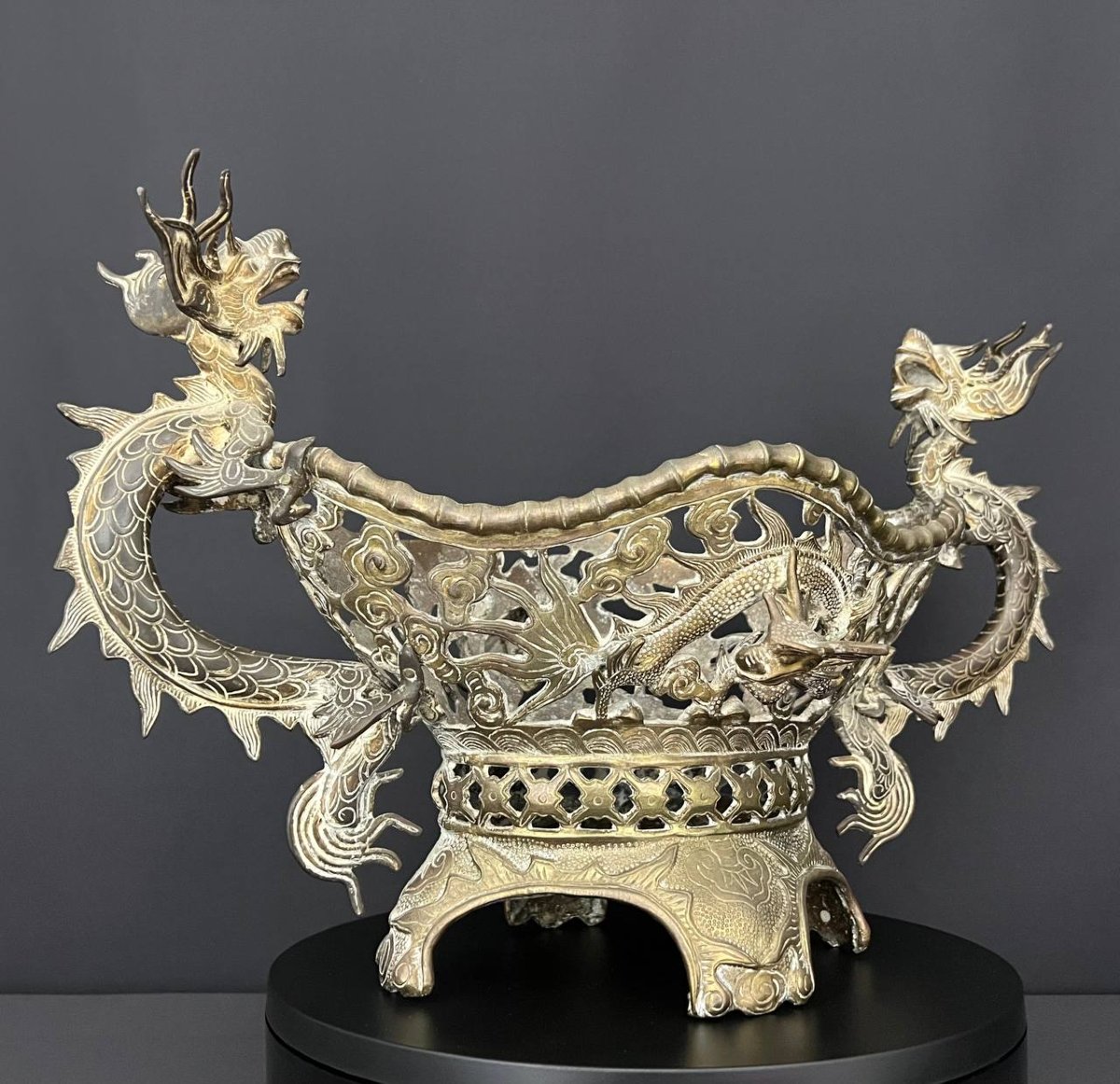 Coupe ajourée en bronze, Indochine, fin XIXe – début XXe siècle-photo-8