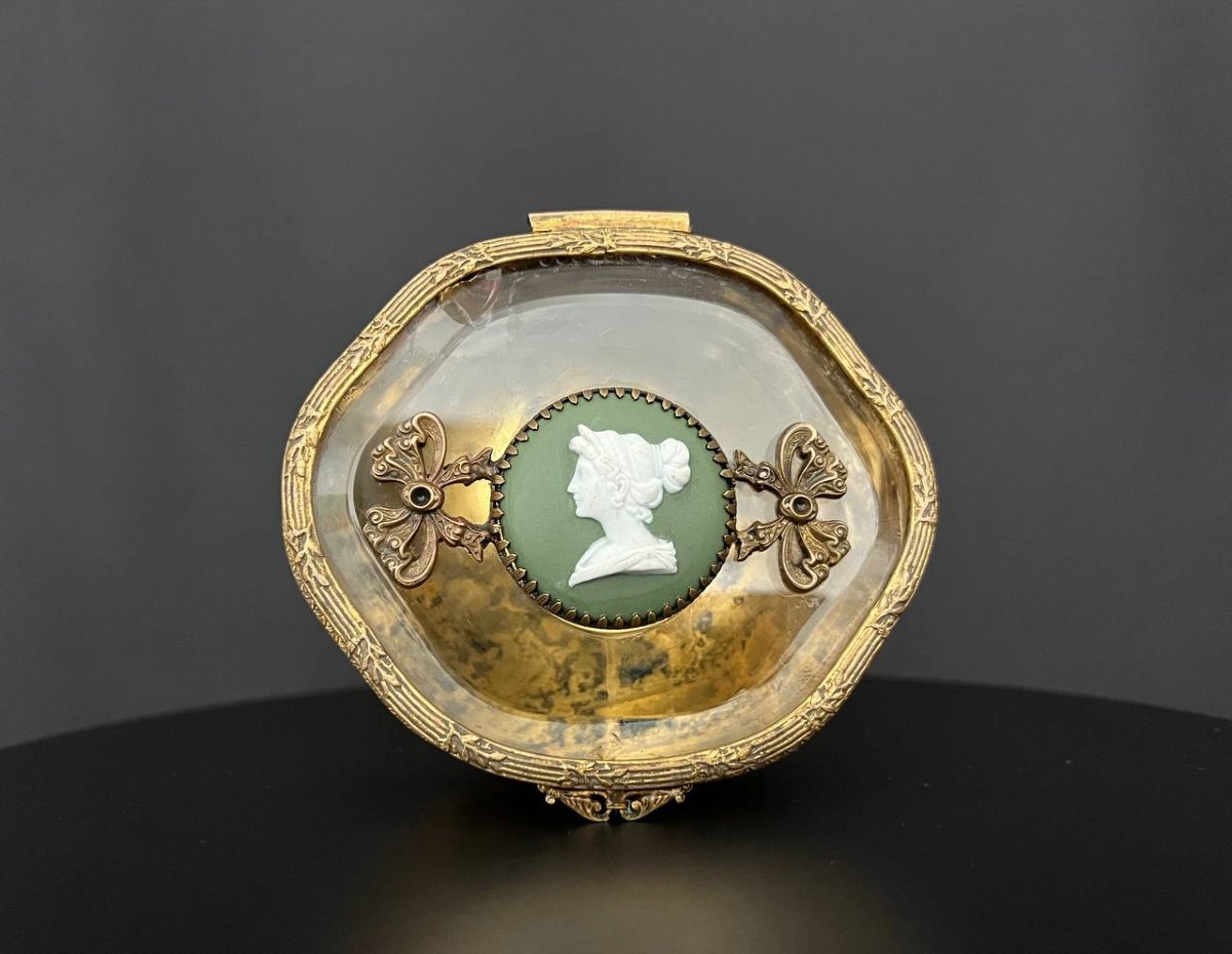 Gilt Bronze And Cameo Glass Box, France, 19th Century-photo-4