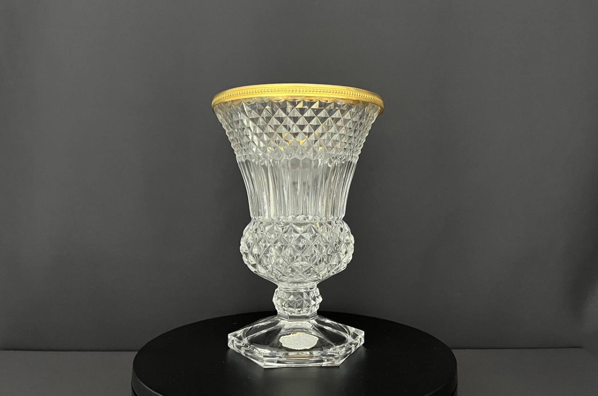 Cut Crystal Vase Signed Val Saint-lambert