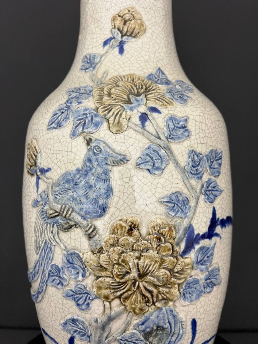 Cracked Ceramic Vase With Relief Decoration, China-photo-2