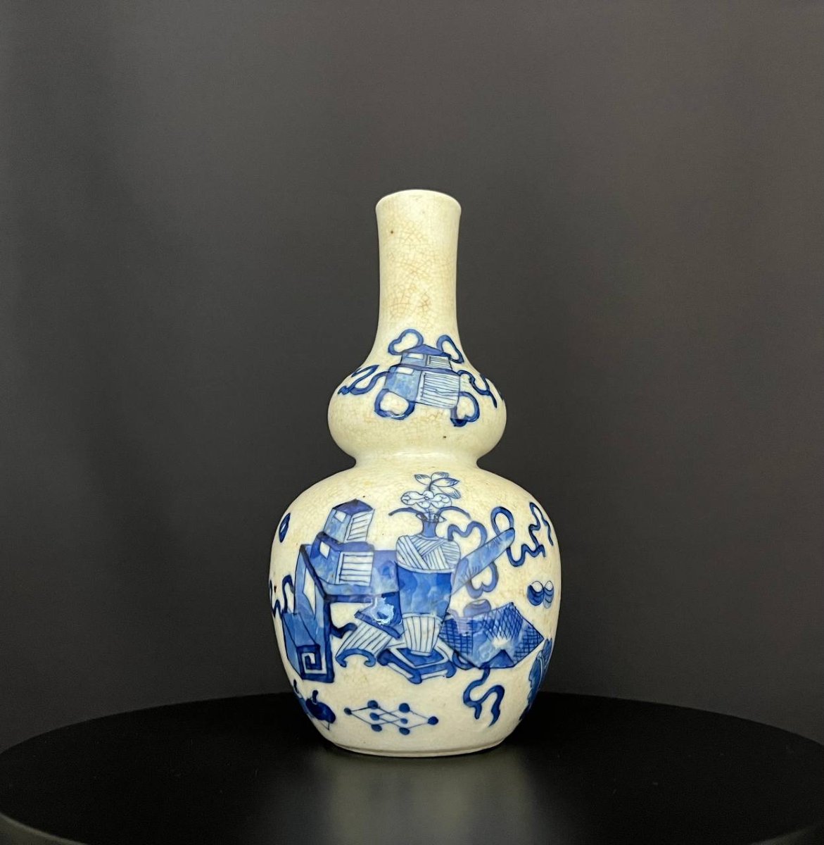 Vase double-gourde en porcelaine bleu et blanc Chine, fin XIXe – début XXe siècle-photo-1