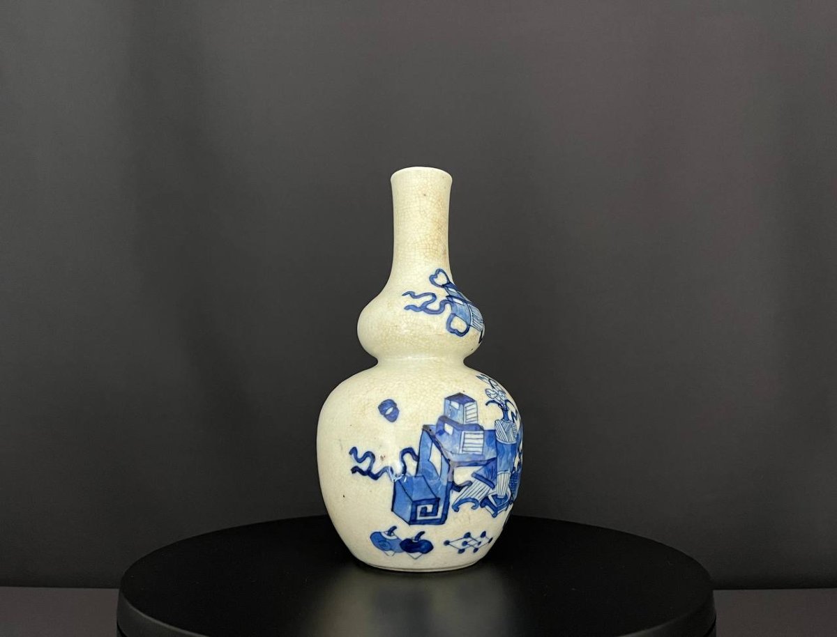 Vase double-gourde en porcelaine bleu et blanc Chine, fin XIXe – début XXe siècle-photo-4