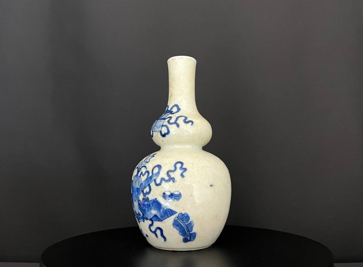 Vase double-gourde en porcelaine bleu et blanc Chine, fin XIXe – début XXe siècle-photo-5