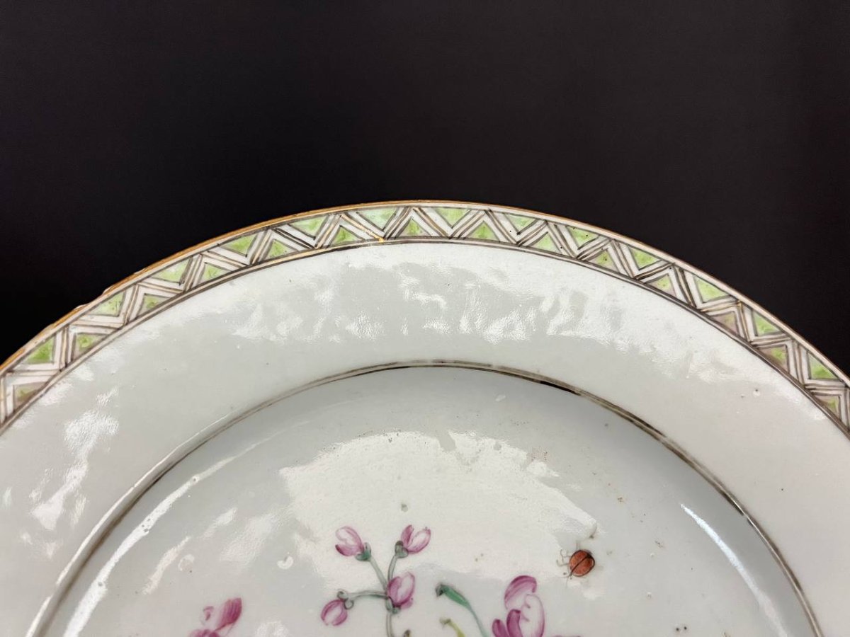 Pair Of Chinese Porcelain Plates, Famille Rose, Late 18th – Early 19th Century-photo-3