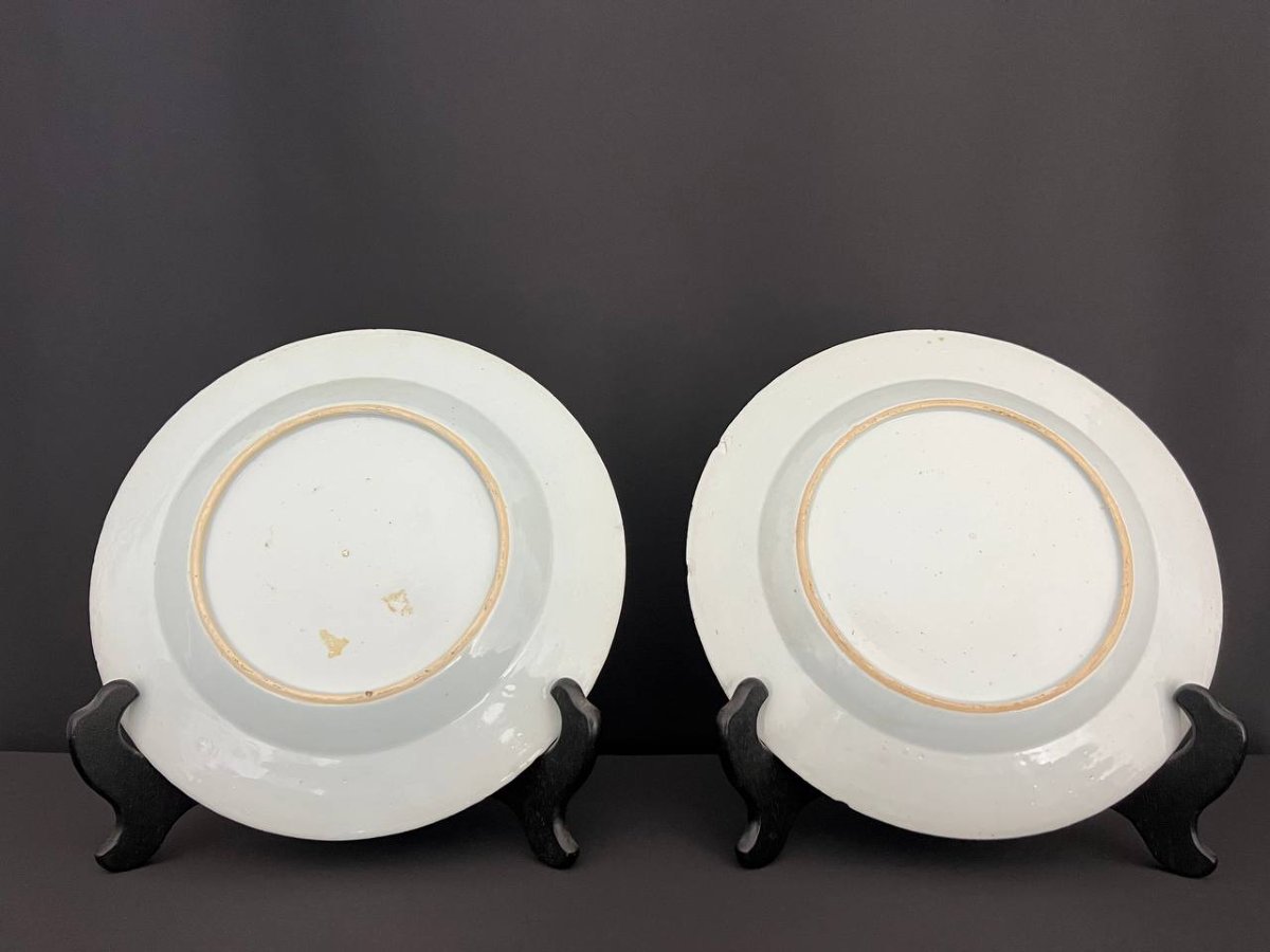 Pair Of Chinese Porcelain Plates, Famille Rose, Late 18th – Early 19th Century-photo-4