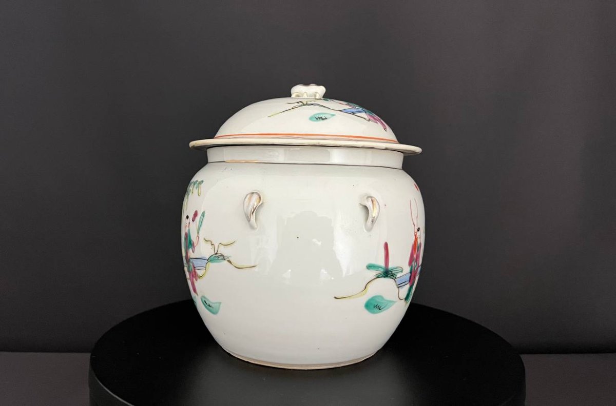 Covered Pot In Chinese Porcelain, Famille Rose Decoration With Children, Late 19th – Early 20th-photo-6