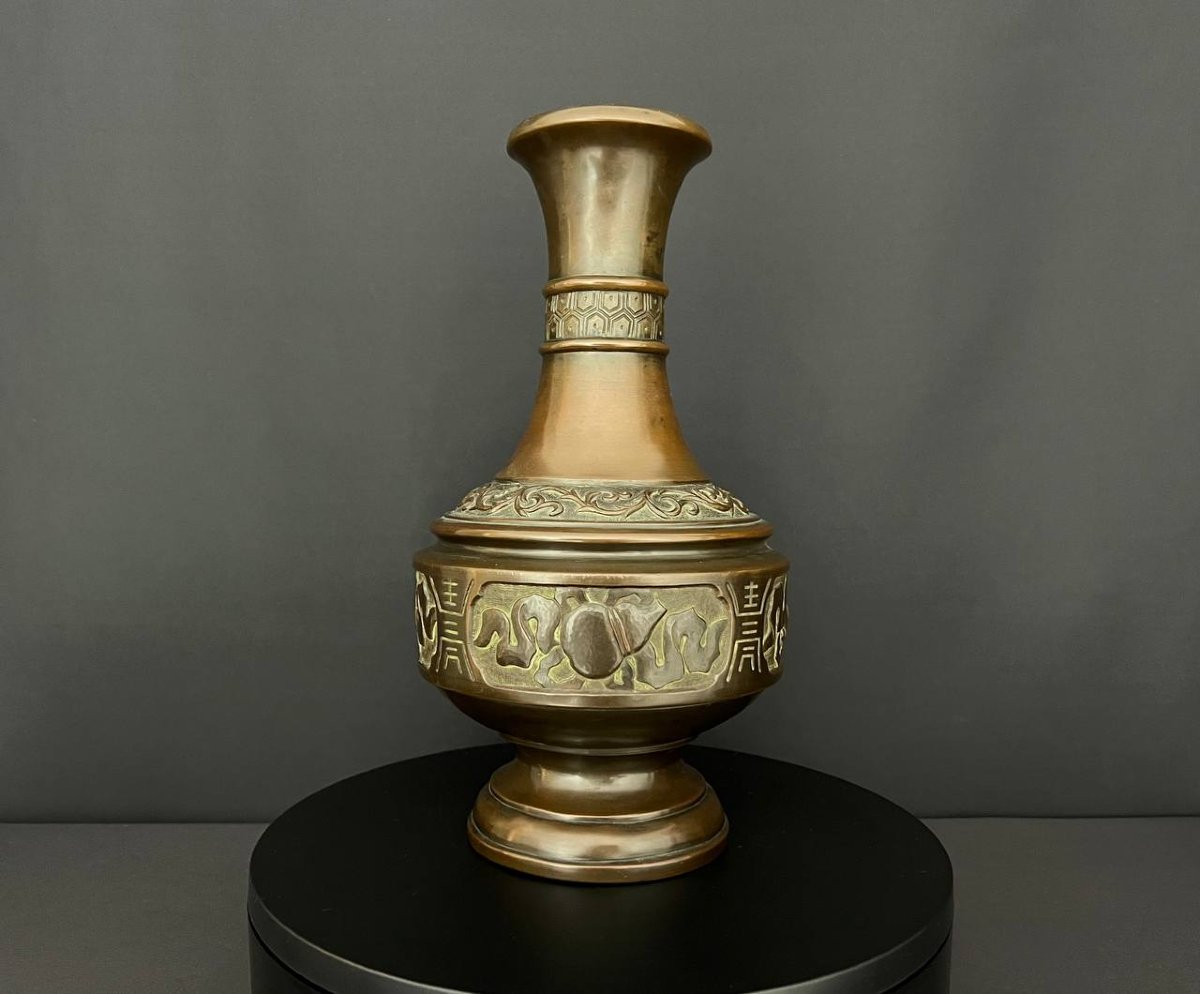 Grande vase en bronze décoré de motifs archaïsants, Chine-photo-4