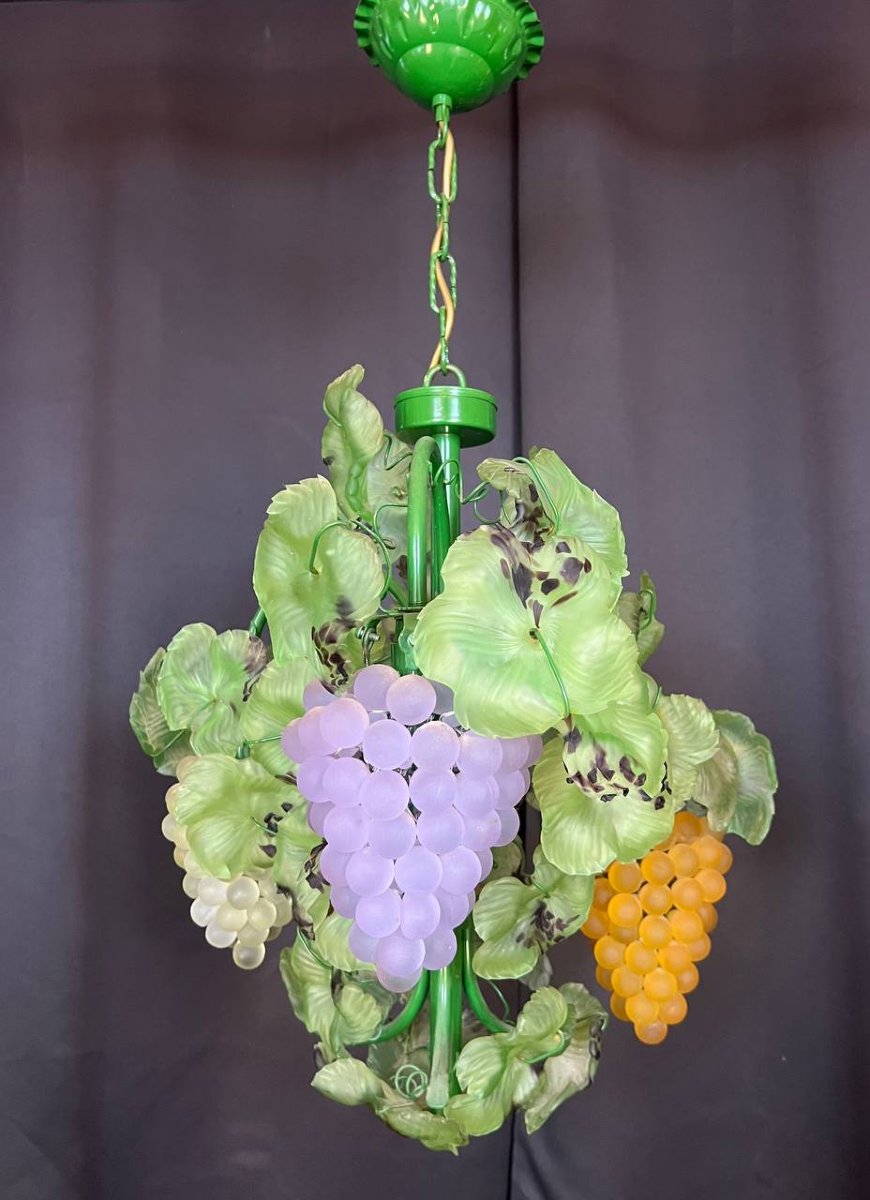 Lustre italien en verre de Murano, grappes de raisin-photo-3
