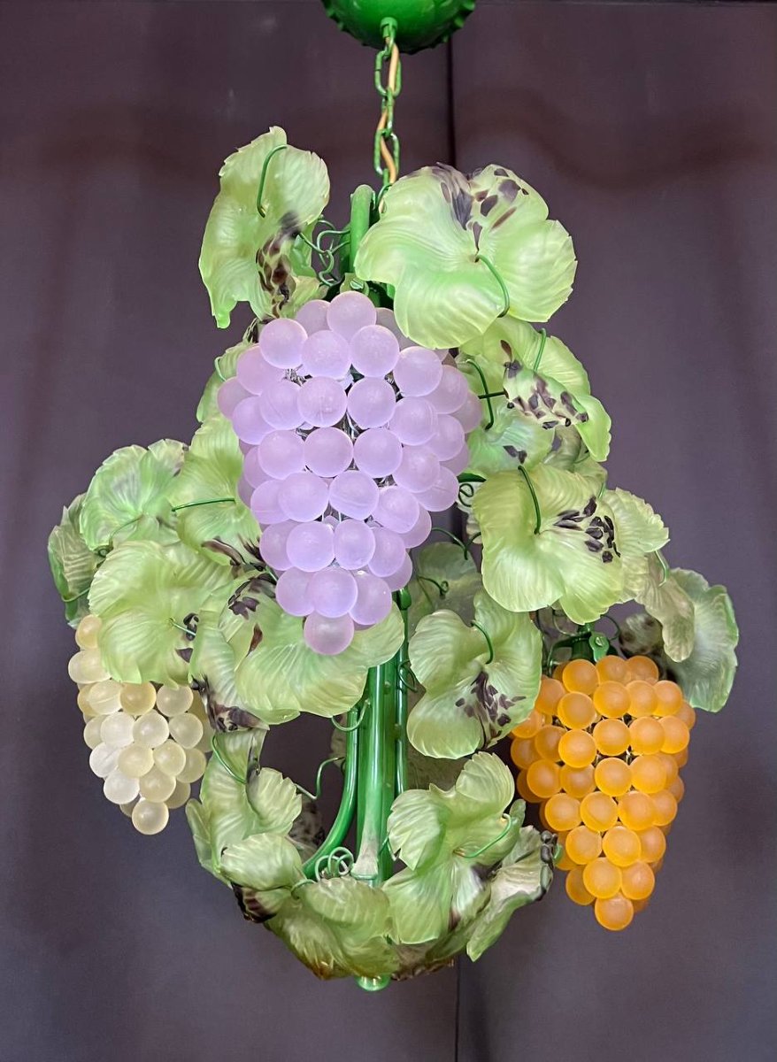 Lustre italien en verre de Murano, grappes de raisin-photo-1