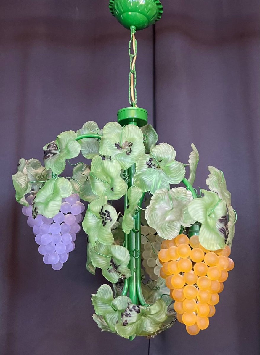 Lustre italien en verre de Murano, grappes de raisin-photo-6