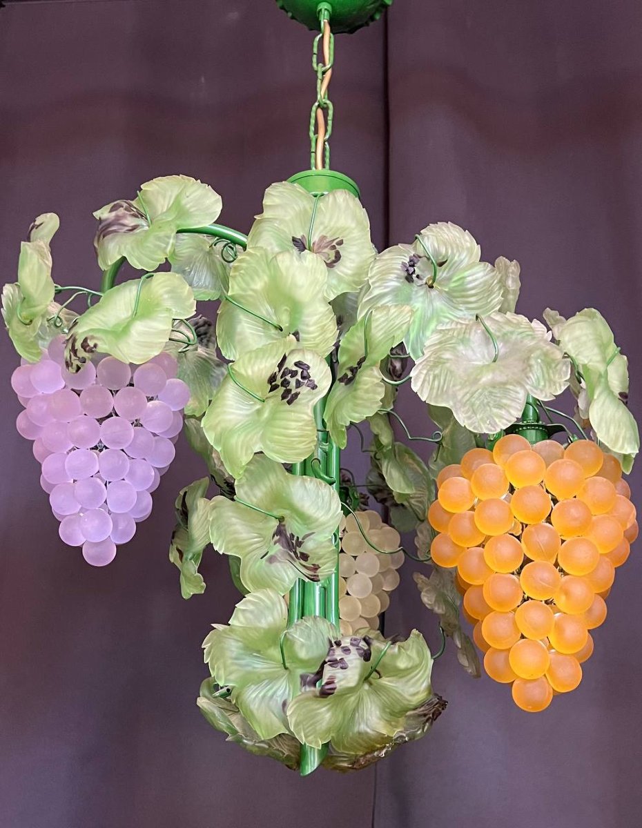Lustre italien en verre de Murano, grappes de raisin-photo-7
