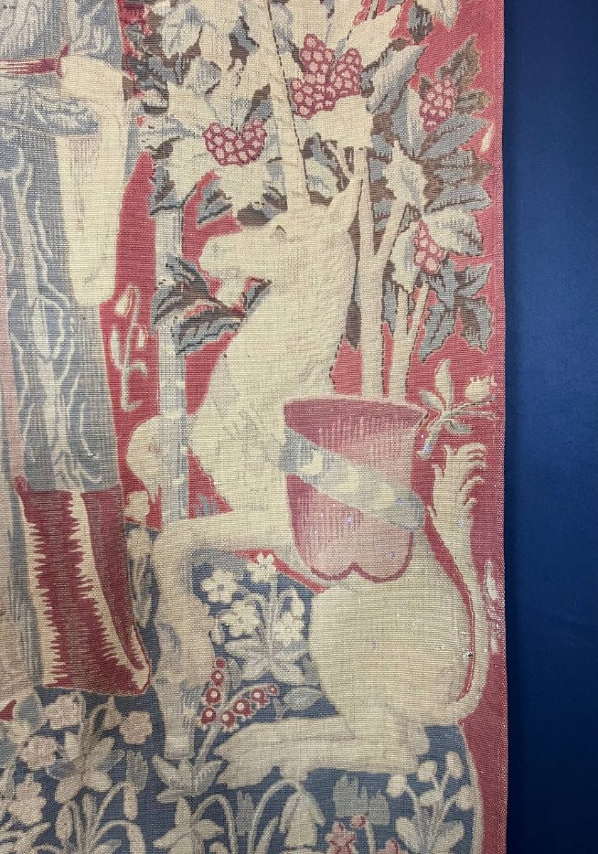 Large Tapestry “the Lady And The Unicorn” – Musical Scene With A Portable Organ-photo-4