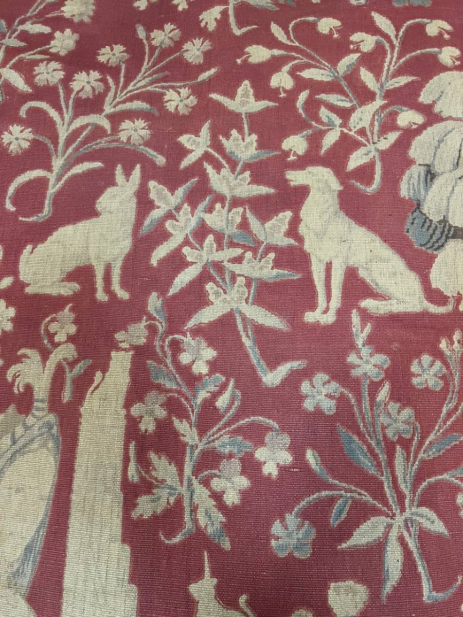 Large Tapestry “the Lady And The Unicorn” – Musical Scene With A Portable Organ-photo-6
