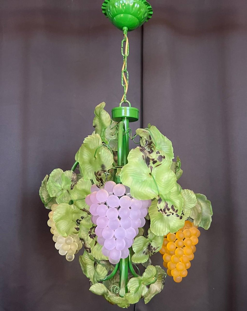 Lustre italien en verre de Murano, grappes de raisin-photo-4