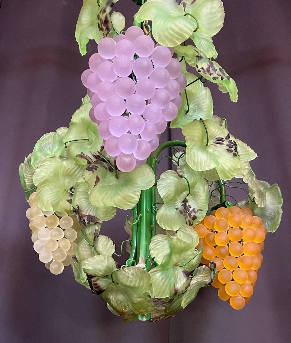 Lustre italien en verre de Murano, grappes de raisin