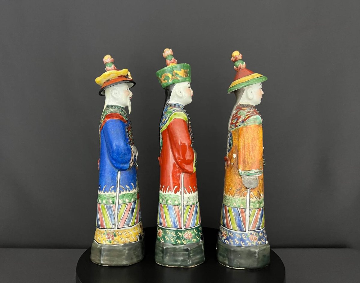 Polychrome Porcelain Statues – Chinese Mandarins-photo-3