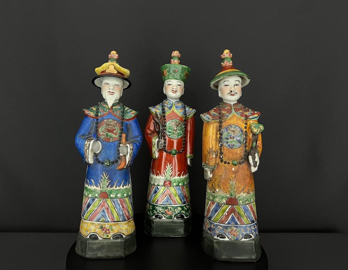 Polychrome Porcelain Statues – Chinese Mandarins-photo-1