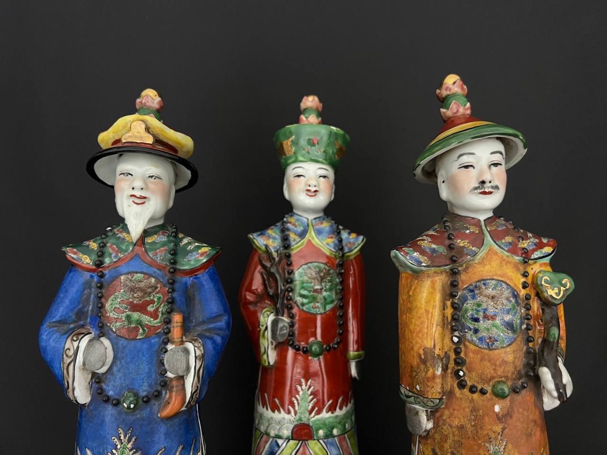 Polychrome Porcelain Statues – Chinese Mandarins-photo-2