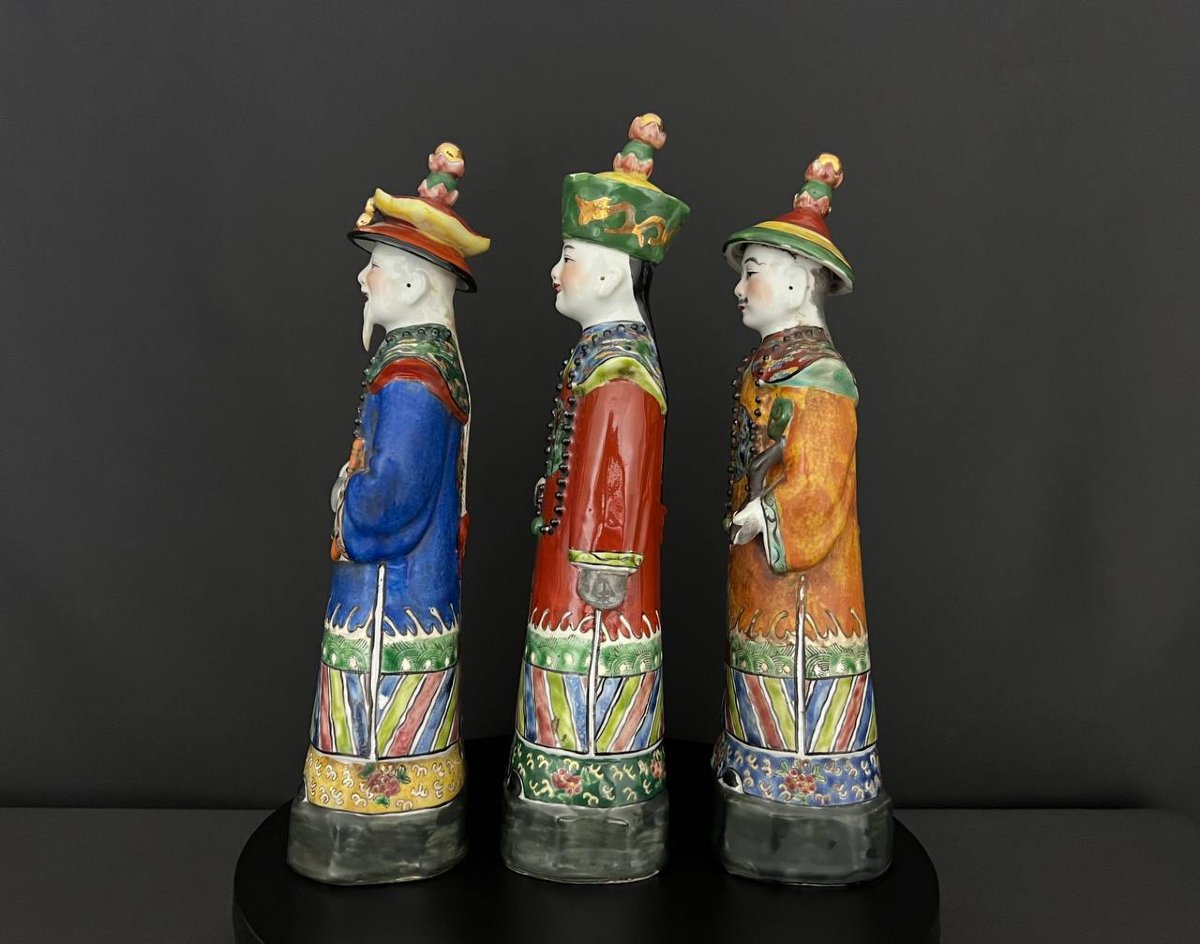 Polychrome Porcelain Statues – Chinese Mandarins-photo-5