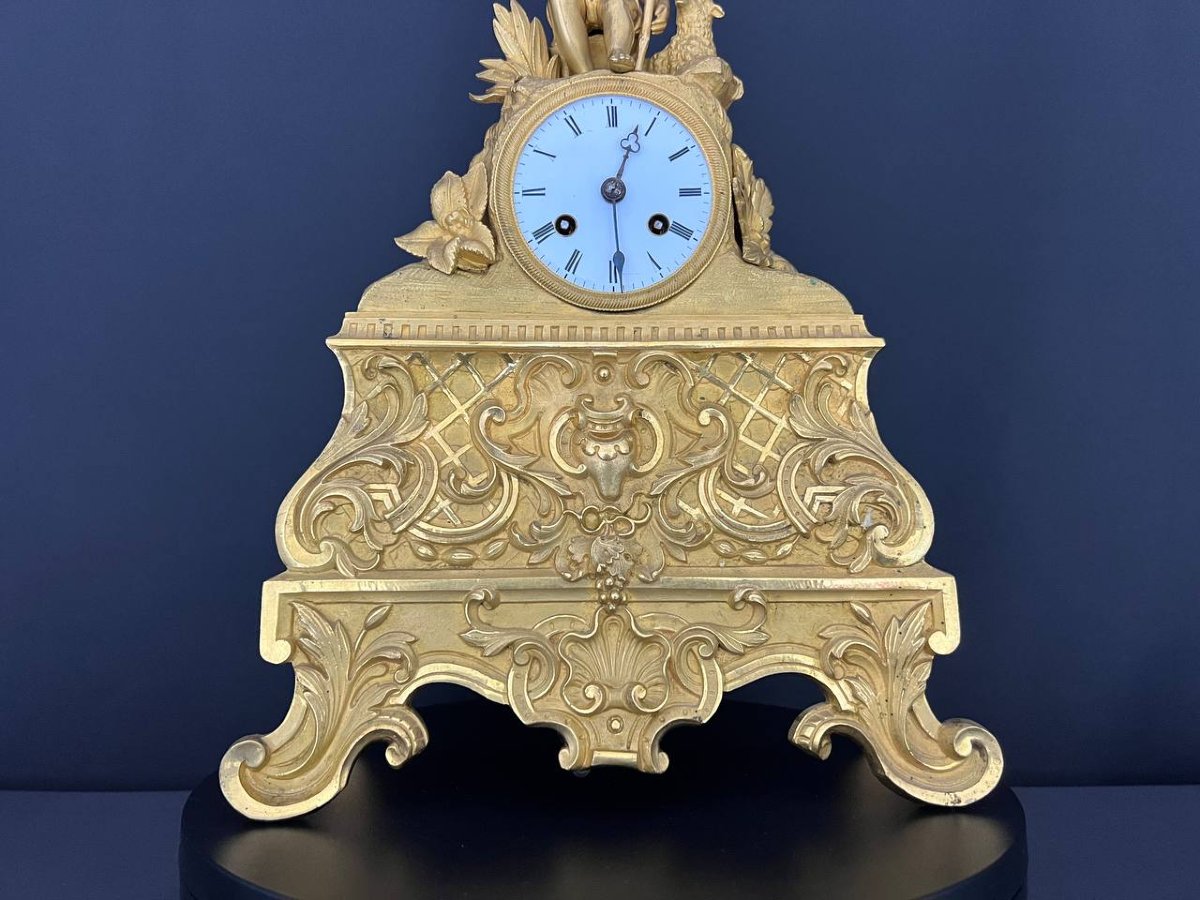 Gilt Bronze Clock Depicting The Child Saint John The Baptist, Louis-philippe Period-photo-4