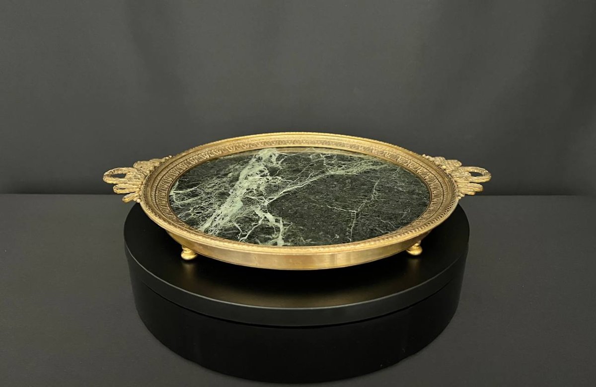 Patinated Bronze And Green Marble Top, Louis XVI Style, Napoleon III Period-photo-4