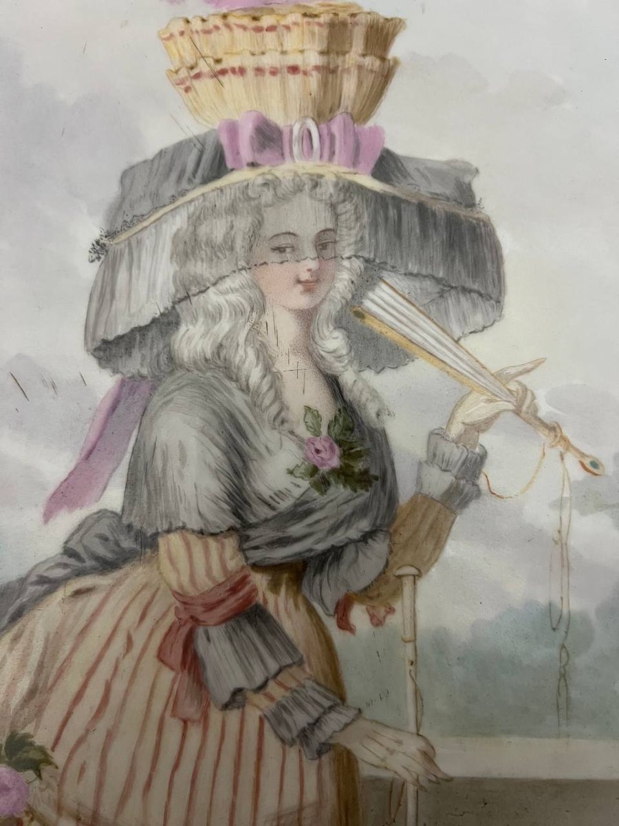Plaque en porcelaine peinte à la main, portrait de Marie-Antoinette-photo-2