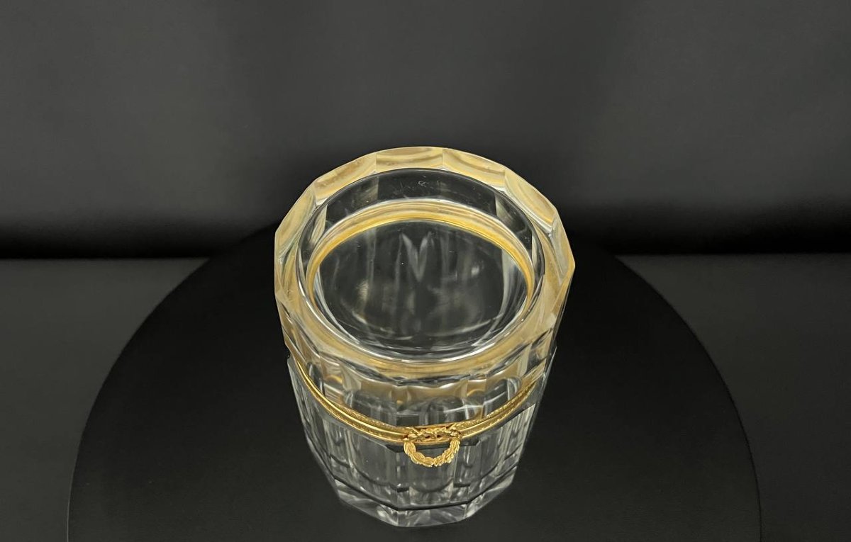 Boîte en cristal taillé et bronze doré, style Louis XVI-photo-4