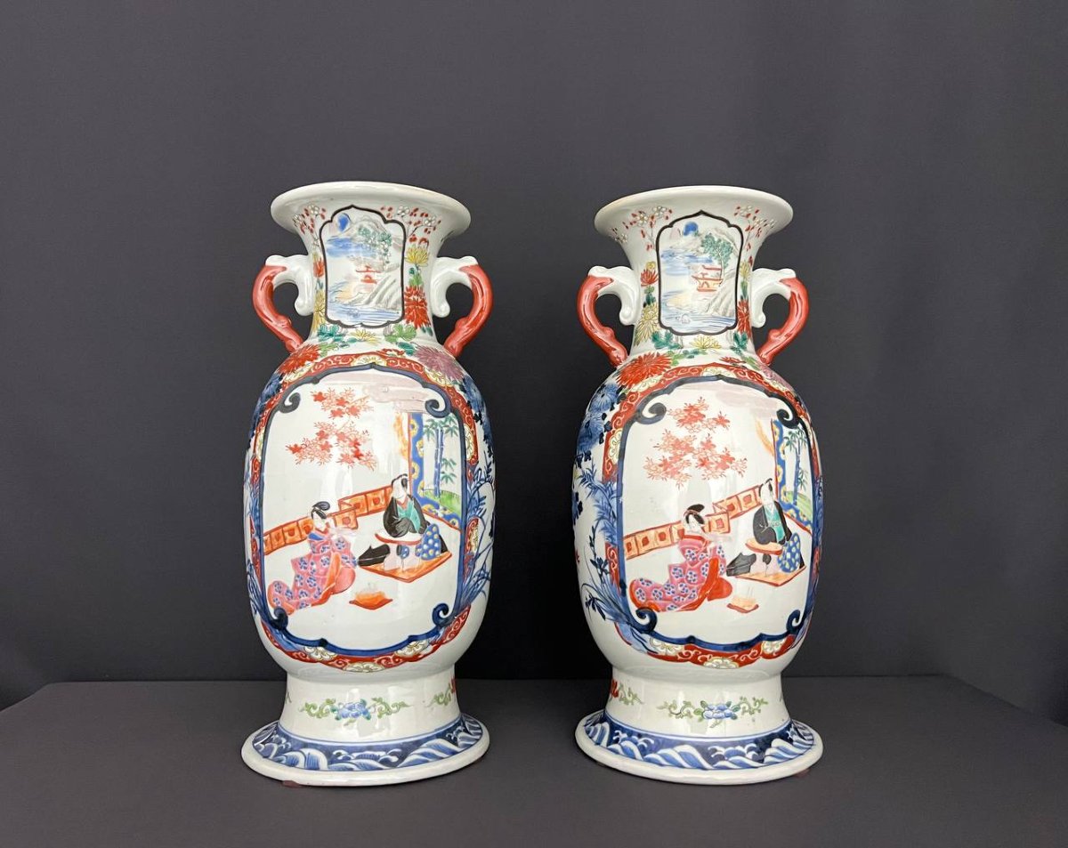 Pair Of Japanese Porcelain Vases, Arita-photo-2