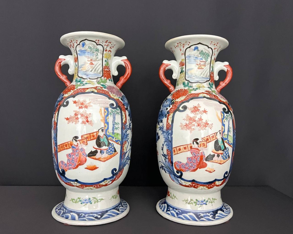 Pair Of Japanese Porcelain Vases, Arita