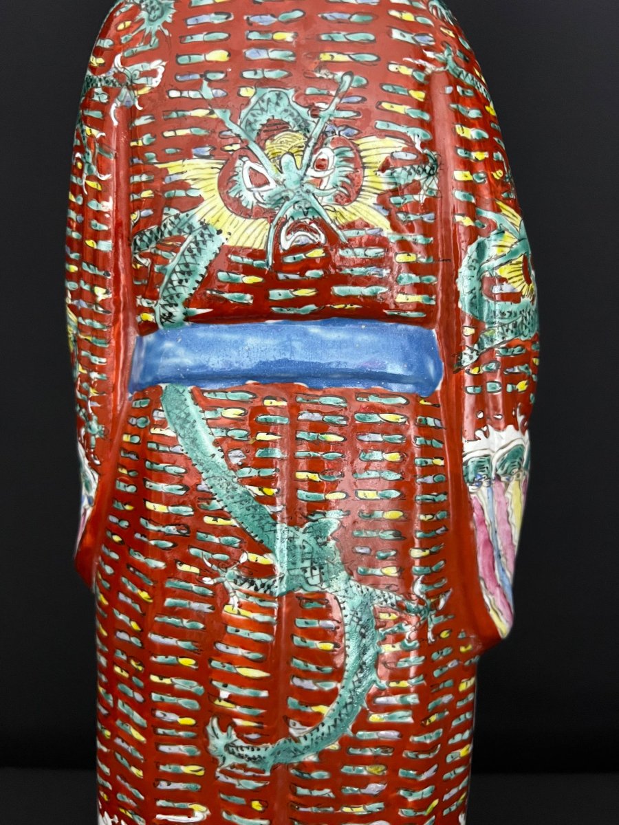 Large Polychrome Porcelain Figurine Representing Lu XIng, God Of Prosperity-photo-6