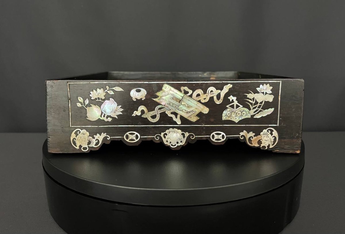 Antique Wooden Tray With Mother-of-pearl Decoration, Vietnam, Late 19th – Early 20th Century-photo-1