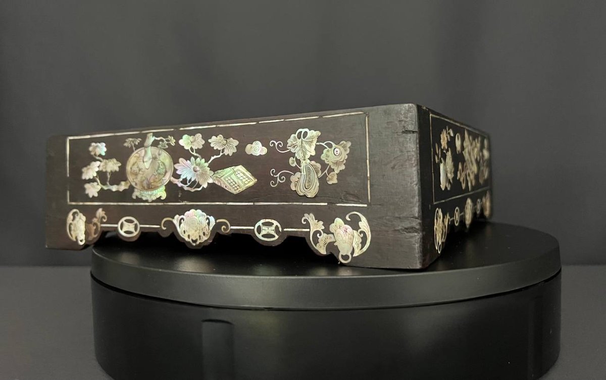 Antique Wooden Tray With Mother-of-pearl Decoration, Vietnam, Late 19th – Early 20th Century-photo-5
