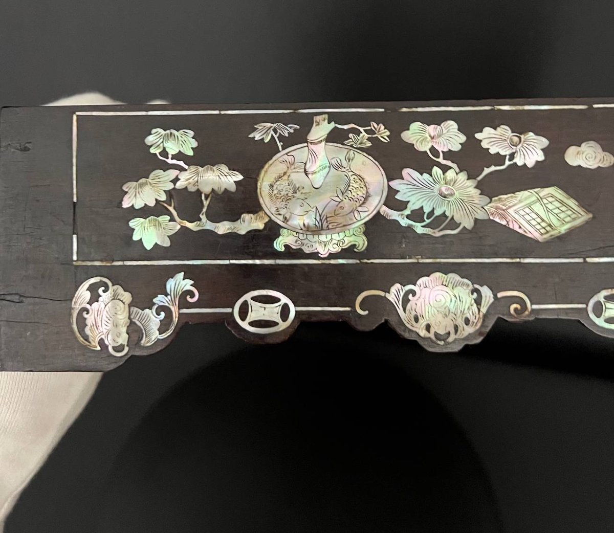 Antique Wooden Tray With Mother-of-pearl Decoration, Vietnam, Late 19th – Early 20th Century-photo-6