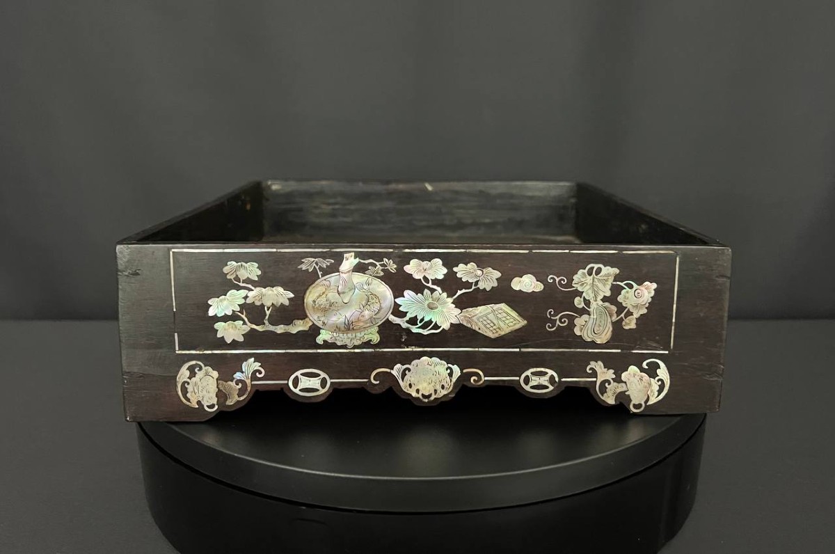 Antique Wooden Tray With Mother-of-pearl Decoration, Vietnam, Late 19th – Early 20th Century