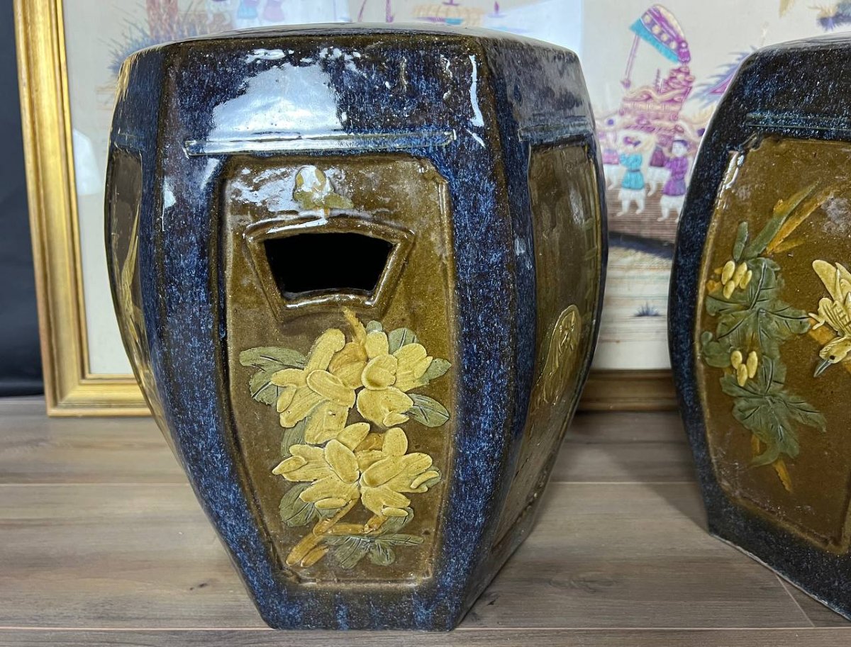 Paire de tabourets en terre cuite vernissée, Chine-photo-4