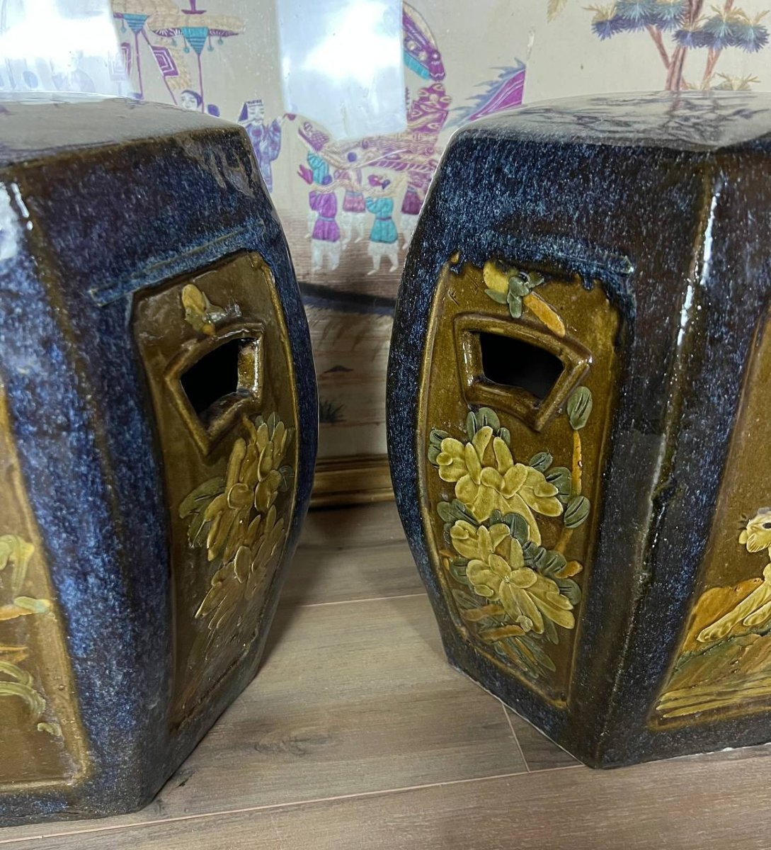 Paire de tabourets en terre cuite vernissée, Chine-photo-6