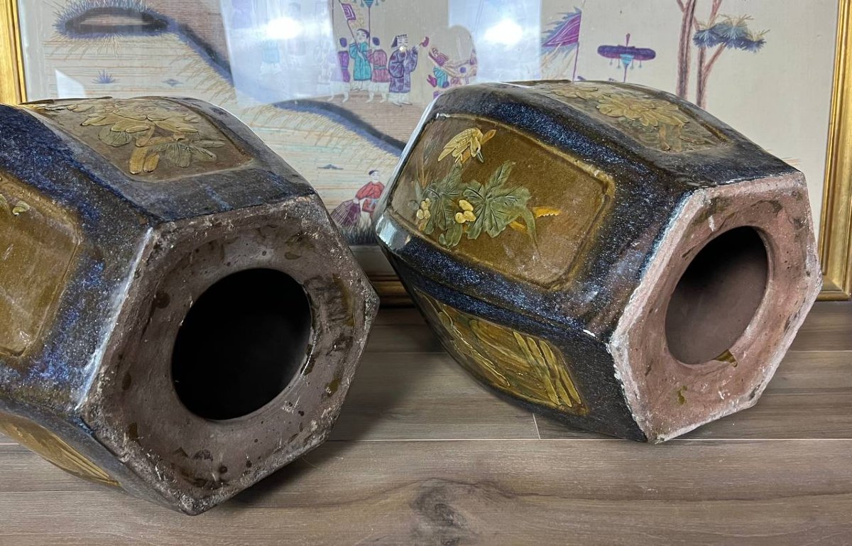 Paire de tabourets en terre cuite vernissée, Chine-photo-7