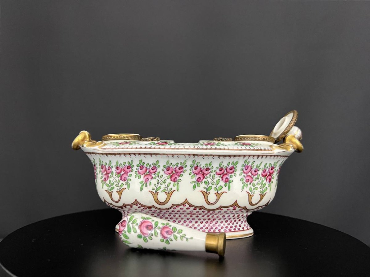 Encrier de bureau en porcelaine française-photo-4