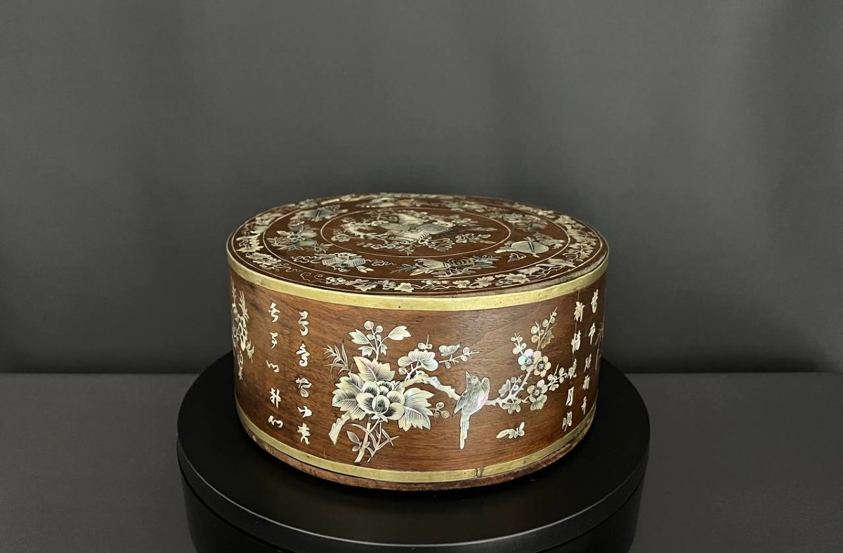 Circular Wooden Box Inlaid With Mother-of-pearl – Vietnam-photo-2
