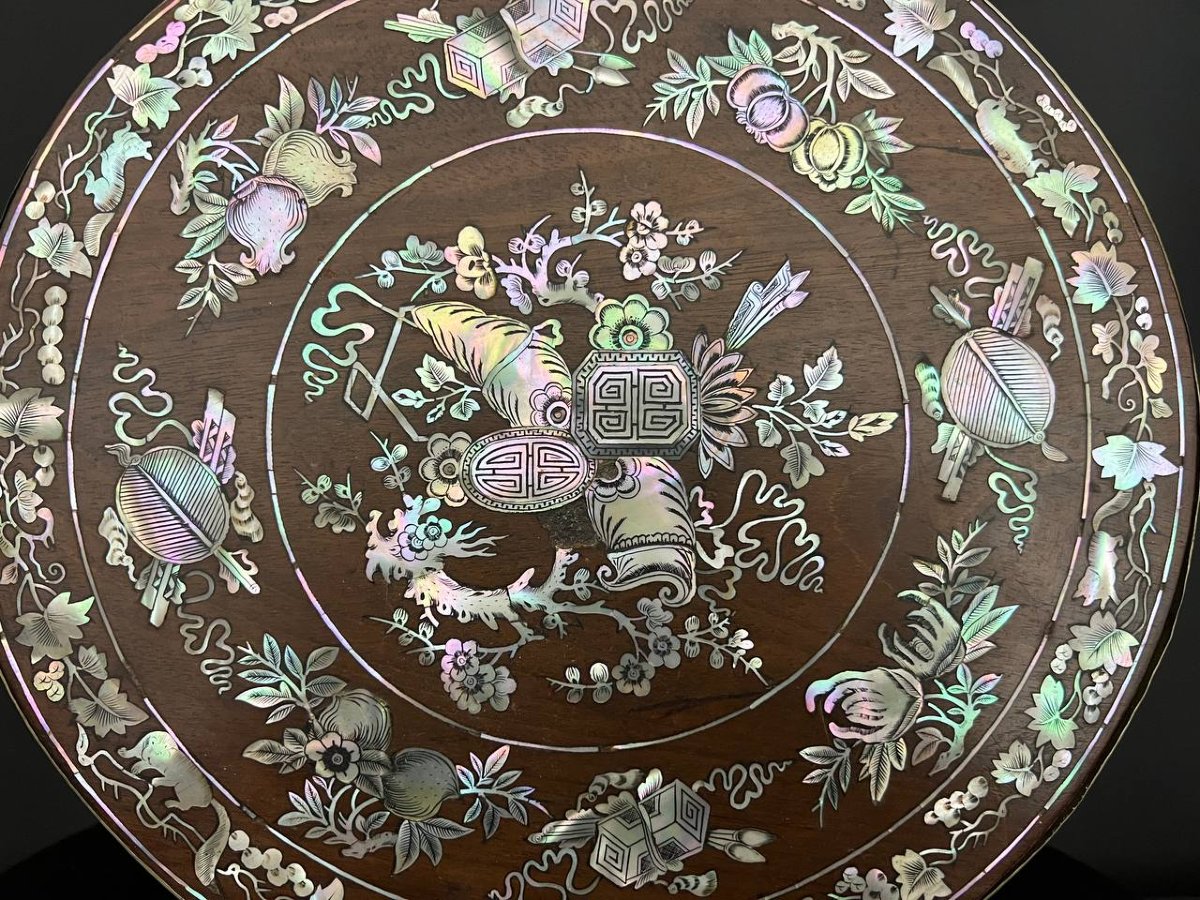 Circular Wooden Box Inlaid With Mother-of-pearl – Vietnam-photo-2