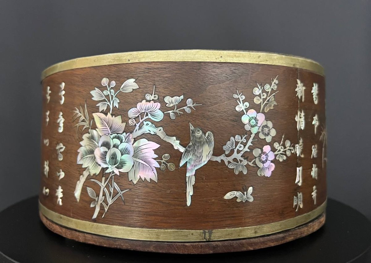 Circular Wooden Box Inlaid With Mother-of-pearl – Vietnam-photo-3
